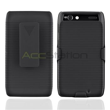 For MOTOROLA DROID RAZR XT 912 RIBBED HARD CASE & BELT CLIP HOLSTER W 