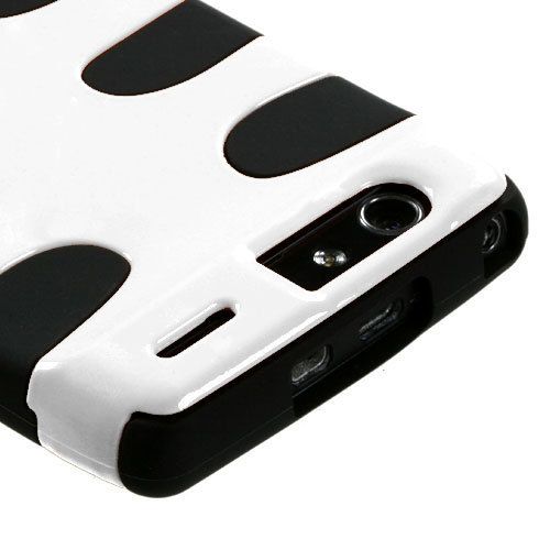   XT912 Verizon FishBone Hard Hybrid Case Silicone White/Black  