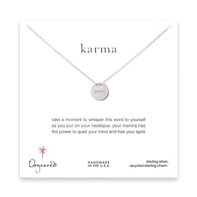 Dogeared karma mantra sterling silver necklace  