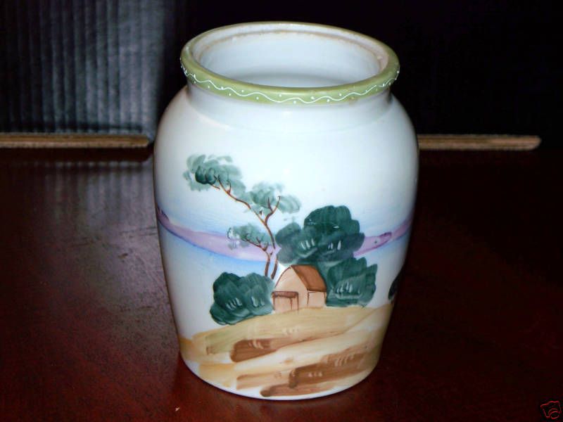 Nippon Vase Te oh Mark 6 Hand Painted Scenic  