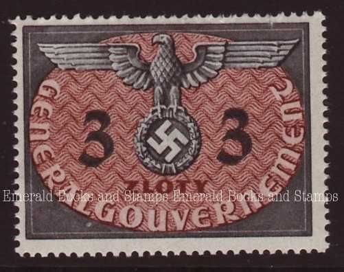 Occupied Poland 1940 large format Official 3 Zloty MNH  