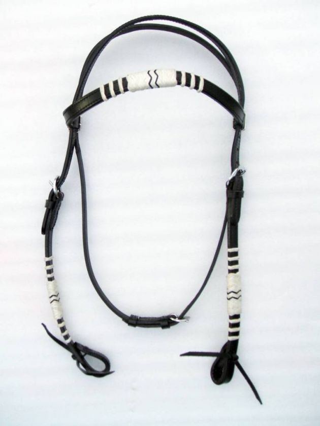 Western Saddle HEADSTALL Black or Tan Rawhide Bridle Full Horse & Cob 