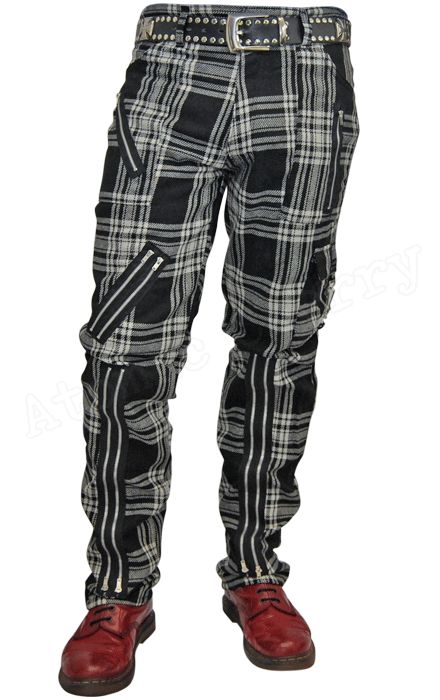 Tiger Of London Tartan Punk Pants Zips Oi Plaid UK Retro 28 30 32 34 