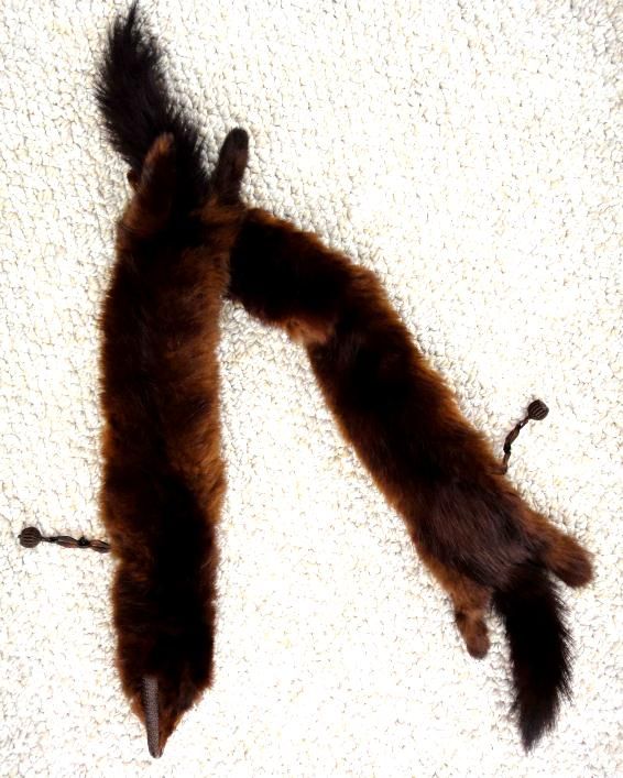 vintage MINK STOLE FUR COLLAR head feet tail  