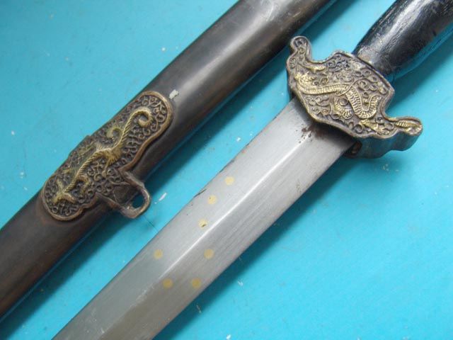 Unique Chinese Sword Dragon sculpture Seven Star Weapon Collection 