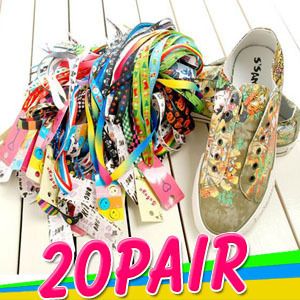 New 20 50 100 Pairs Lots Cartoon Printing Shoe Laces Lace Shoelaces 