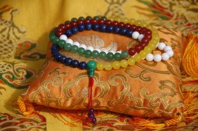 FIVE WISDOM BUDDHA MALA 108 FIVE COLOR STONE MALA BEADS FOR MEDITATION 