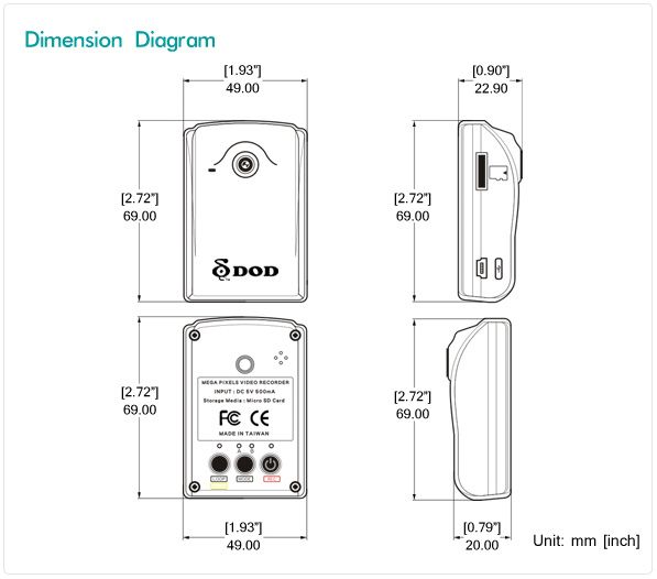 DOD VR H1 12808*1024 Multifunctional CAR DV w Free 8G  