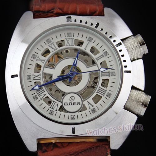 SPECIAL DEGIGN STAINLESS STEEL CASE HOLLOW MEN AUTOMATIC WRIST WATCH 