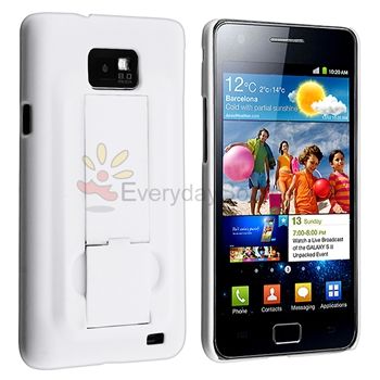 White Holder Stand Hard Skin Case Cover For Samsung Galaxy S 2 ii 