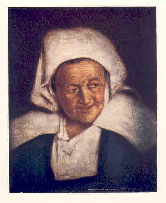 France Brittany Portrait of an old woman. Vintage Print.1912.  