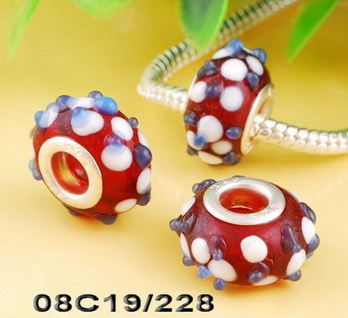 50p 12Colors Flower Outside Murano Glass Spacer Beads Fits Charms 