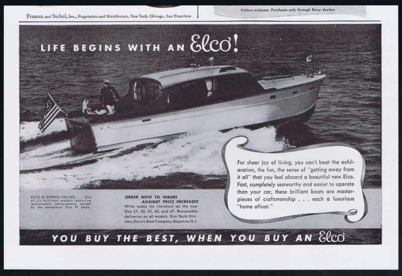 1948 Elco 40 Express Cruiser Boat Yacht Print Ad  