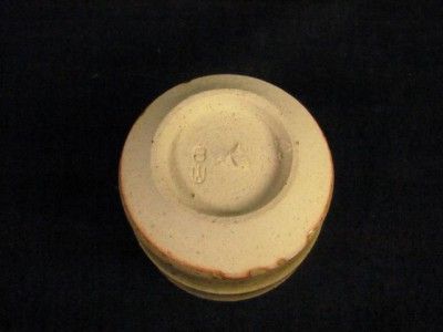 JAPANESE VINTAGE SIGNED CERAMIC SAKE CUP ORIBE YAKI NR  