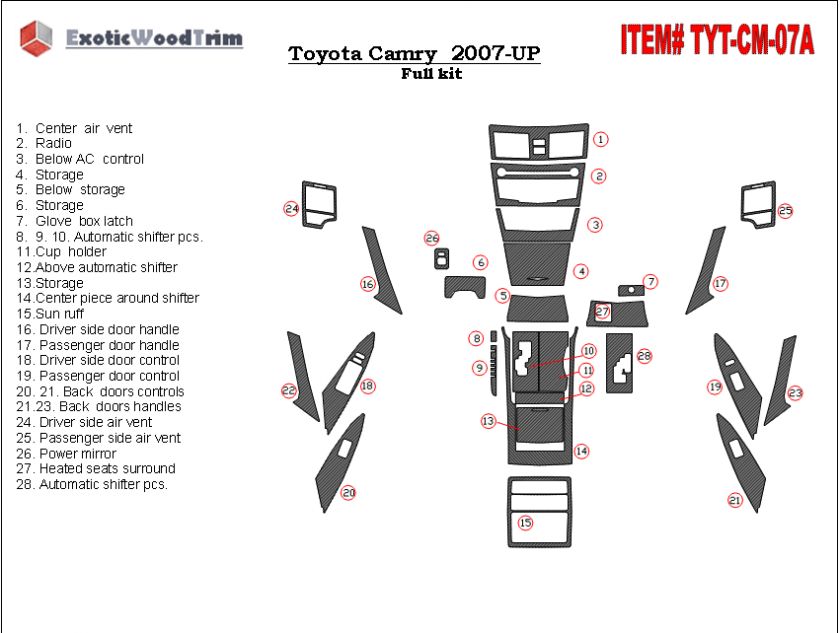 toyota camry 2007 interior parts