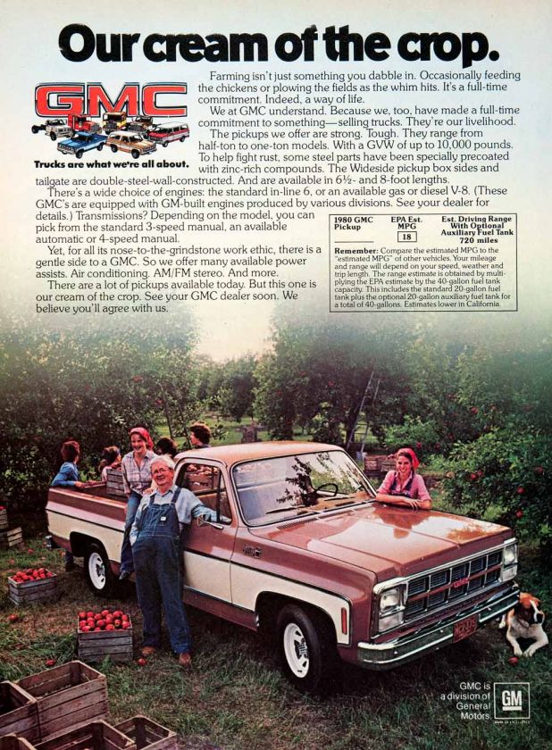 1979 Ad GMC General Motors Pickup Trucks Farming Hauling Traveling 