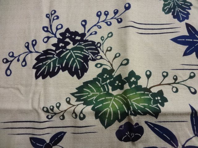 21951# Japanese KIMONO COTTON / FUROSHIKI / DYED FLOWER  