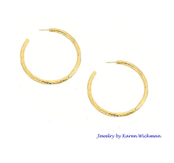 inch Luxury Hammered Gold Hoop Earrings SOLID 22k GOLD or 24k  