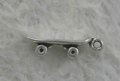 Sterling Silver 3 D Skateboard Charm, New  