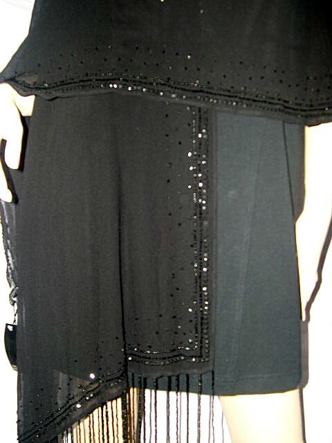 Ladies Valerie Stevens Black Beaded and Sequined Scarf Wrap~