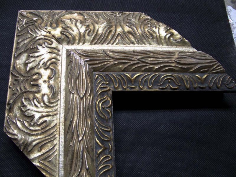 silver antique wide wood ornate picture frame moulding  