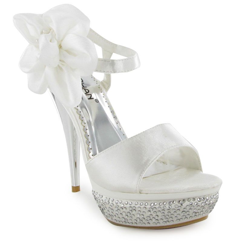   FLOWER BRIDAL HIGH HEEL LADIES WEDDING SHOES SIZE 3 8 UK  