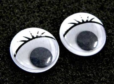 White 15mm Lashes Wiggle Eyes wobbly/googly Craft B1148  