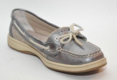 SPERRY Angelfish Pewter Leather Classic Top Sider Boat Shoe Women 