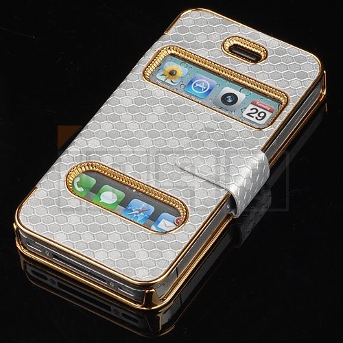 Gold Luxury Synthetic Leather Magnetic Flip Chrome Case Cover for 