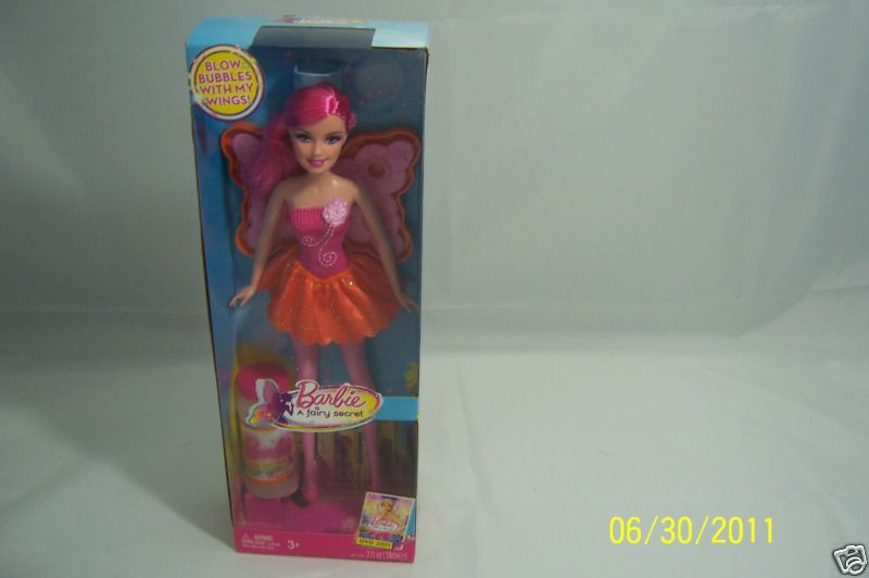   Fairy Secret Blows Bubbles w/Wings Pink Hair 746775011949  