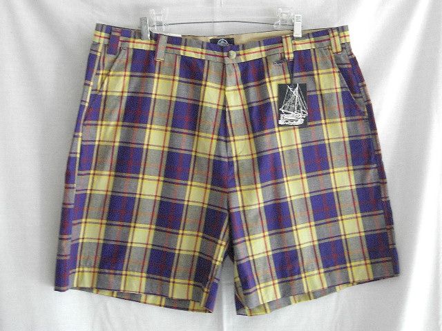 Windward Bay Mens Walking Shorts 42 Yellow Navy NEW  