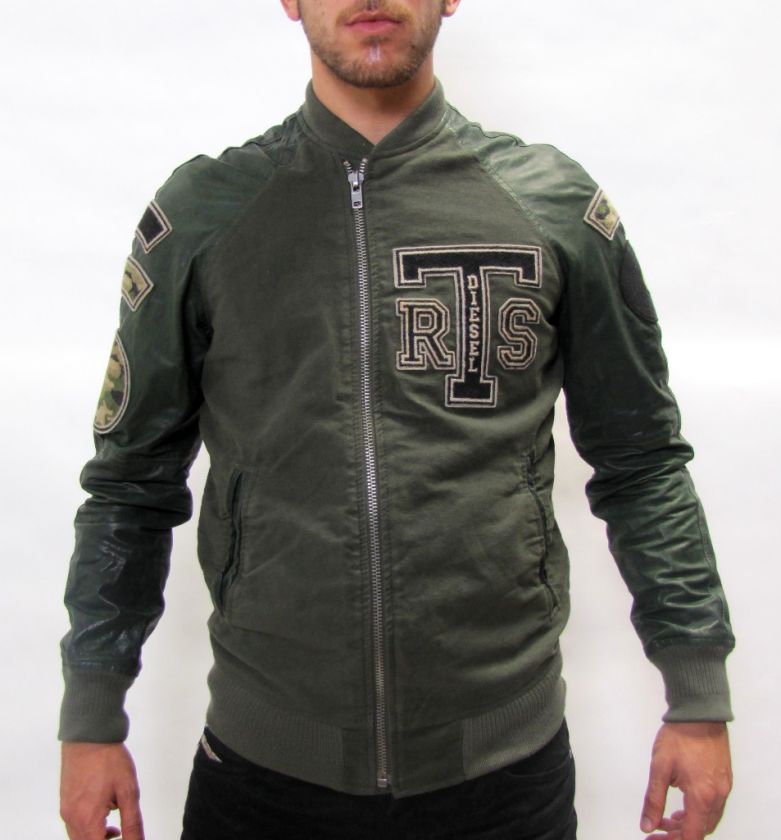 DIESEL LEATHER JACKET LIGO ZIPPER GREEN MEN $595 BNWT  