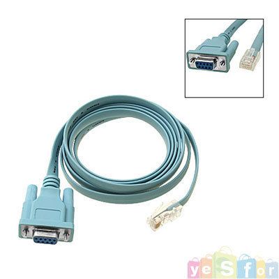 New 5FT Cisco Blue Console Rollover Cable DB9 To RJ45  