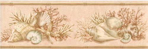 Sea Shells Corral GoldBrn Sale$8 Wallpaper Border 673  