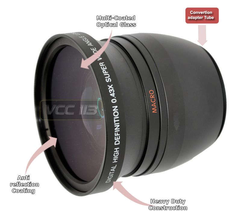 Wide Angle Lens +ADAPTER FOR SONY DSC H7 DSC H9 DSC H50  