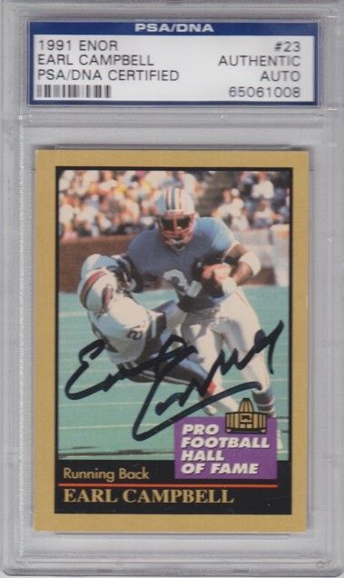 EARL CAMPBELL SIGNED OILERS HOF CARD PSA/DNA SLABBED  