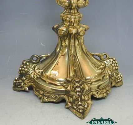 Pair of Norblin Brass Shabbat Candlesticks Poland C1890  