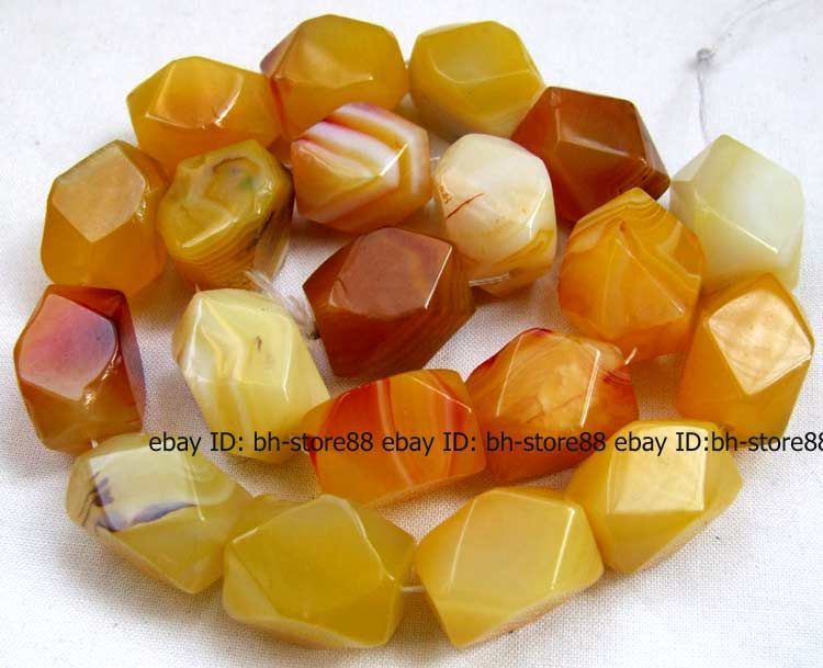 13x18mm Yellow Persia Agate Faceted Gemstone Beads 15  