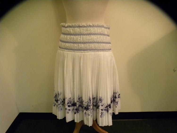 ERMANNO SCERVINO white/navy cotton pleated skirt 10  