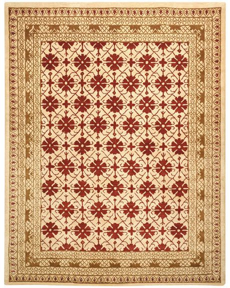 Large Hand tufted Kashan Beige Wool Area Rugs 8 x 11  
