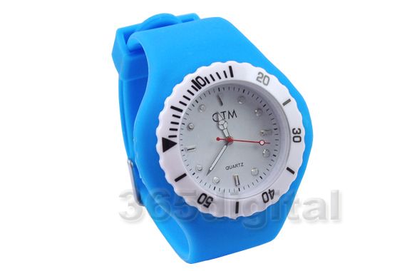 New Jelly Wristwatch Sports Watch Unisex White &Blue  