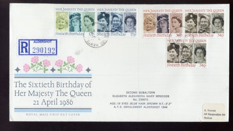 1986 Queens 60th Birthday Aldershot relevant CDS FDC  