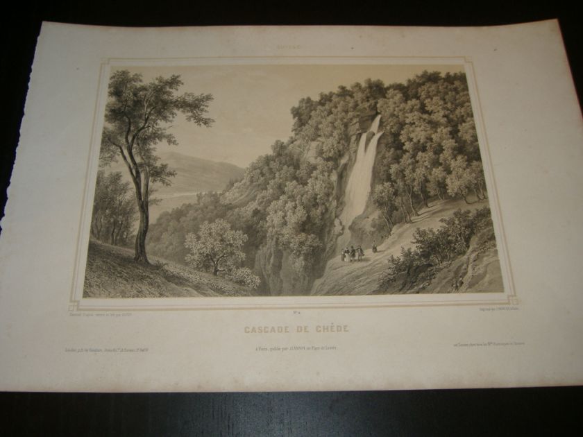 1800 LITHO PAR DEROY FRANCE SAVOIA CASCADE DE CHEDE CHAMONIX MONT 