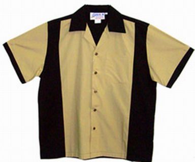   Da BADDA BING CLUB Camel/Black Retro Bowling Shirt Dont get whacked