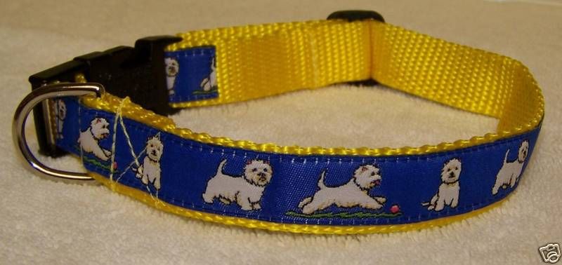 WESTIE COLLAR YELLOW PLAYFUL FREE SHIP USA  