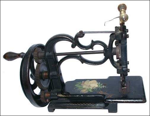 Early rare hand crank chain stitch cast iron sewing machine 1870s NO 