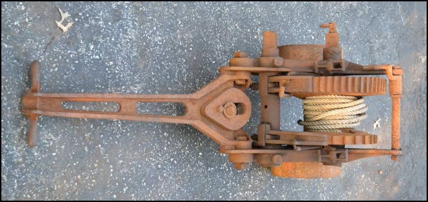 Primitive Winch Cast Iron Hand Pulled Tractor Towed Farm Equipment 