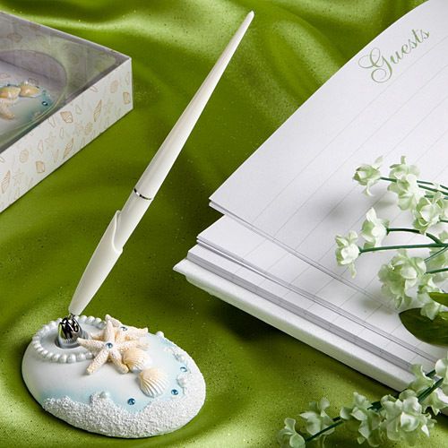 Summer Wedding Beach Theme Pen Set  Shells Ocean Shore  