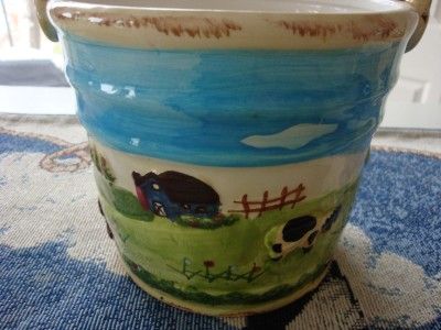 WCL CERAMIC Farm House/cows BUCKET  