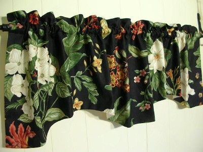 SC~WAVERLY~Garden~Images~BLACK~Floral~VALANCE~Comforting~Cottage 